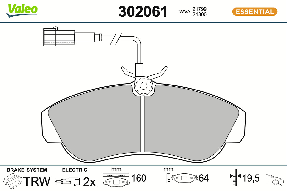 Jeu de 4 plaquettes de frein VALEO ref. 302061